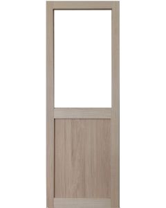 Porte Coulissante Atelier placage chene Vitrée H204 x L73 et 2 Coquilles