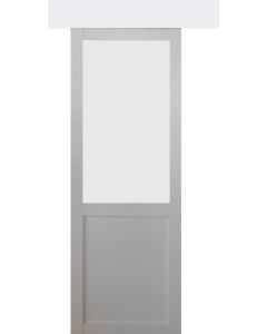 Porte Coulissante Athena Blanc H204 x L83 + Rail alu Bandeau Blanc 