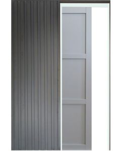 Porte Coulissante Greyria Gris Clair 3 Panneaux RAL7035 H204 x L73 + Systeme a Galandage et kit finition inclus