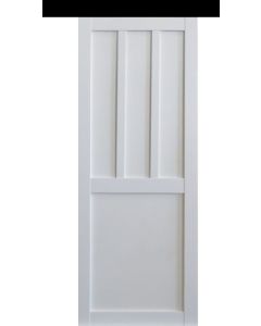 Porte Coulissante Atelier 2 panneaux blanc H204 x L73 + Rail Alu bandeau noir 