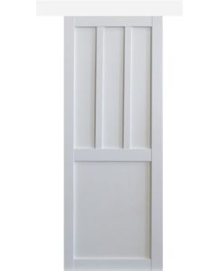 Porte Coulissante Atelier 2 panneaux blanc H204 x L73 + Rail Alu bandeau blanc et 2 Coquilles