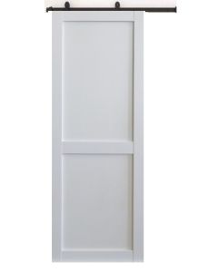 Porte Coulissante Atelier 2 panneaux blanc H204 x L83 + Rail à  roulettes et 2 Coquilles