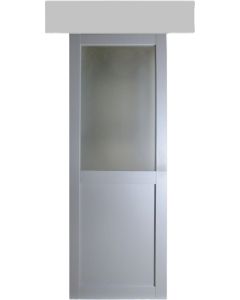 Porte Coulissante Athena RAL7035 Vitrée H204 x L83 + Rail Alu et 2 Coquilles