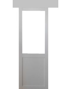 Porte Coulissante Atelier Blanc H204 x L73 sans meneau + Rail Alu et 2 Coquilles 