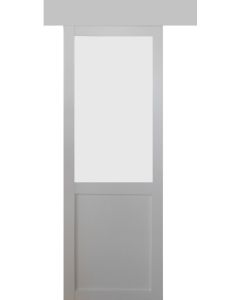 Porte Coulissante Athena Blanc H204 x L73 + Rail Alu et 2 Coquilles 