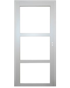 Bloc Porte Greyria Gris Clair RAL7035 Vitrage transparent H204 x L73 Poussant Gauche Cotes Tableau +Poignee