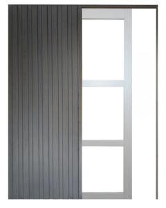 Porte Coulissante Greyria Gris Clair RAL7035 Vitrage transparent H204 x L73 + SYSTEME de galandage et kit de finition inclus