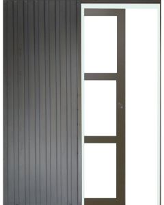 Porte Coulissante Marron Ral7006 Vitrage transparent H204 x L73 + SYSTEME Galandage et Kit de finitions inclus