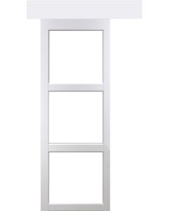 Porte Coulissante Kenya Blanc Vitrage transparent H204 x L83 + Rail Aluminium bandeau blanc et 2 Coquilles