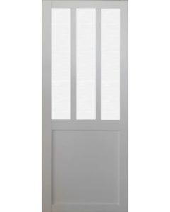 Porte Coulissante Atelier Blanc vitre depoli H204 x L73 et 2 Coquilles 